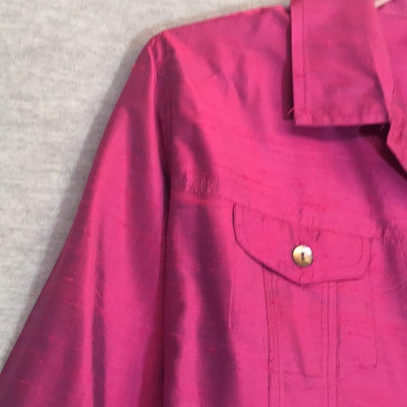CHICO’S Silk Textured Oversized Relaxed Fit Fuchsia Jacket Size Large - Picture 9 of 16